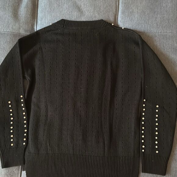 NWOT Kobi Halperin Raye Embellished Pointelle Black Sweater. Size XS. - Picture 7 of 10